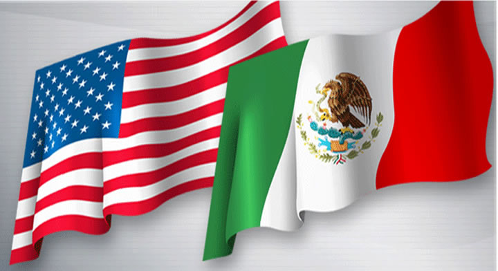 Banderas de México y Estados Unidos
