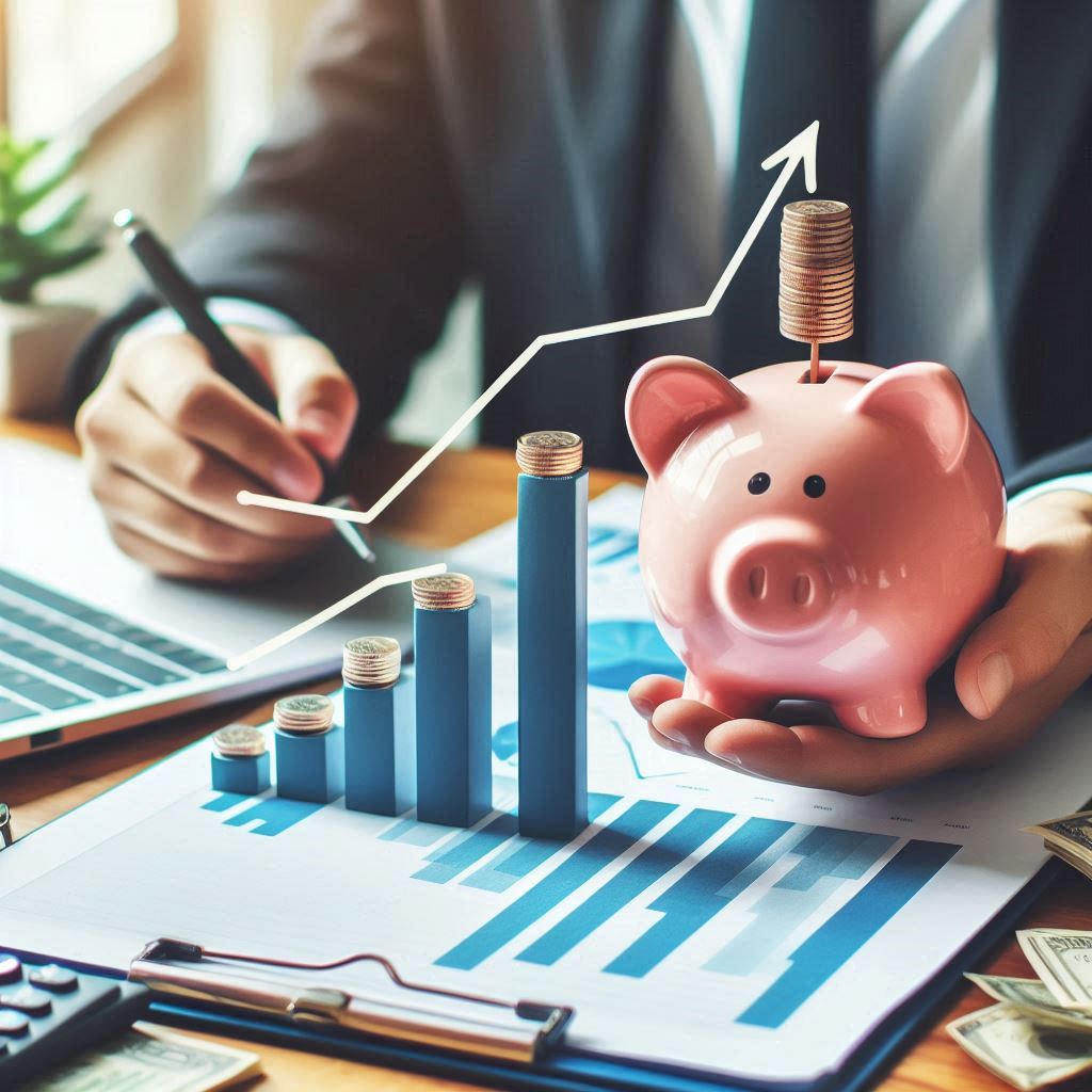 Foto que simboliza el ahorro y la planificación financiera, como una alcancía en forma de cochinito arriba de un escritorio